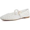 image:imageCUSHIONAIRE Weston Hand Woven Mary Jane Flats for Women Comfortable Dressy Ballet Flats with Braided Adjustable Buckle and Memory Foam CushioningWhite