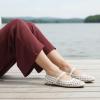 image:imageCUSHIONAIRE Weston Hand Woven Mary Jane Flats for Women Comfortable Dressy Ballet Flats with Braided Adjustable Buckle and Memory Foam CushioningWhite