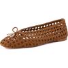image:imageCUSHIONAIRE Witty Hand Woven Ballet Flats for Women Comfortable Pointed Toe Flat Shoes with Bow Detail and Memory FoamCognac