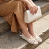 image:imageCUSHIONAIRE Witty Hand Woven Ballet Flats for Women Comfortable Pointed Toe Flat Shoes with Bow Detail and Memory FoamIvory