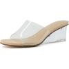 image:imageCUSHIONAIRE Womens Gloss Lucite Wedge Heel Mule Sandals Memory Foam Wide Widths AvailableClear