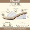 image:imageCUSHIONAIRE Womens Gloss Lucite Wedge Heel Mule Sandals Memory Foam Wide Widths AvailableClear