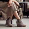 image:imageDunes Womens Zoey Wedge Bootie Soft Vegan Suede Easy SlipOn Design Memory Foam Wide Widths AvailableTaupe
