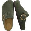 image:imageCUSHIONAIRE Rusty Genuine Leather Clogs for Women Comfortable Slip On Womens Shoes with Adjustable Buckle and Soft Memory FoamKhaki