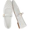 image:imageCUSHIONAIRE Weston Hand Woven Mary Jane Flats for Women Comfortable Dressy Ballet Flats with Braided Adjustable Buckle and Memory Foam CushioningWhite