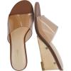 image:imageCUSHIONAIRE Womens Gloss Lucite Wedge Heel Mule Sandals Memory Foam Wide Widths AvailableBrown