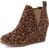 image:imageDunes Womens Zoey Wedge Bootie Soft Vegan Suede Easy SlipOn Design Memory Foam Wide Widths AvailableLeopard