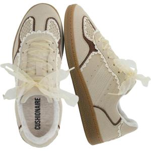 image:imageCUSHIONAIRE Belinda Womens Lace Detail Casual Sneakers  Elegant Ribbon LaceUp Shoes with Memory FoamBeige
