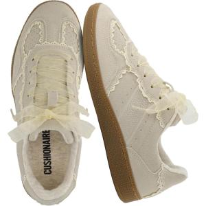image:imageCUSHIONAIRE Belinda Womens Lace Detail Casual Sneakers  Elegant Ribbon LaceUp Shoes with Memory FoamIvory Vegan Suede
