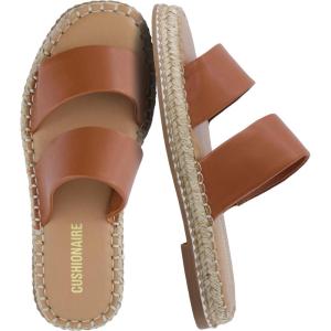 image:imageCUSHIONAIRE Bhendi Womens Espadrille Slide Sandal  Faux Leather Double Strap with JuteWrapped Sole amp Cushioned FootbedCognac