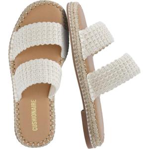 image:imageCUSHIONAIRE Bhendi Womens Espadrille Slide Sandal  Faux Leather Double Strap with JuteWrapped Sole amp Cushioned FootbedCream