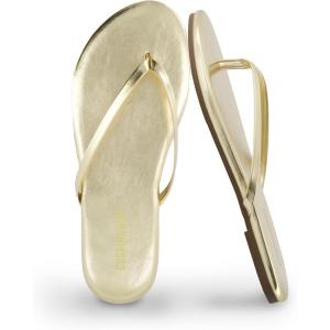 image:imageCUSHIONAIRE Cruise Lightweight Womens Flip Flops Comfortable Beach Sandals for Women with Cushioned Footbed amp Flexible Slip On DesignGold Smooth