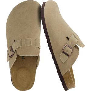image:imageCUSHIONAIRE Haze Genuine Suede Leather Mens Clogs  Comfortable Slip On Potato Shoes for Men with Adjustable BuckleTaupe