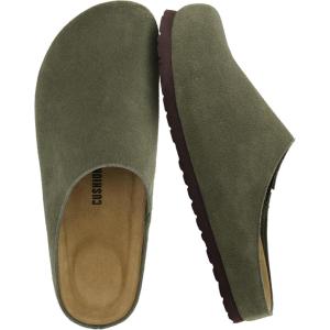 image:imageCUSHIONAIRE Heath Genuine Suede Leather Mens Clogs with Memory Foam Comfort Easy Slip On Slides for MenOlive