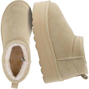 image:imageCUSHIONAIRE Hippy Womens Platform Ankle Boots  Genuine Suede Faux Fur Lining Cozy Winter SlipOn Design Comfortable Footwear with Wide Widths AvailableSand