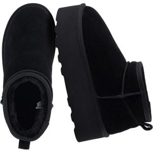 image:imageCUSHIONAIRE Hippy Womens Platform Ankle Boots  Genuine Suede Faux Fur Lining Cozy Winter SlipOn Design Comfortable Footwear with Wide Widths AvailableBlack