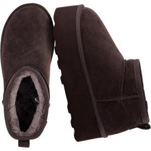 image:imageCUSHIONAIRE Hippy Womens Platform Ankle Boots  Genuine Suede Faux Fur Lining Cozy Winter SlipOn Design Comfortable Footwear with Wide Widths AvailableChocolate