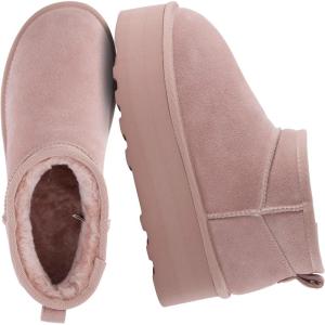 image:imageCUSHIONAIRE Hippy Womens Platform Ankle Boots  Genuine Suede Faux Fur Lining Cozy Winter SlipOn Design Comfortable Footwear with Wide Widths AvailablePink