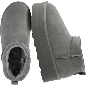image:imageCUSHIONAIRE Hippy Womens Platform Ankle Boots  Genuine Suede Faux Fur Lining Cozy Winter SlipOn Design Comfortable Footwear with Wide Widths AvailableGrey