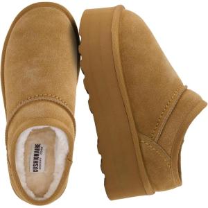 image:imageCUSHIONAIRE Huggy2 Platform Slippers for Women Cozy Genuine Suede SlipOn Ankle Boots for Indoor Outdoor Wear Womens SlippersChestnut