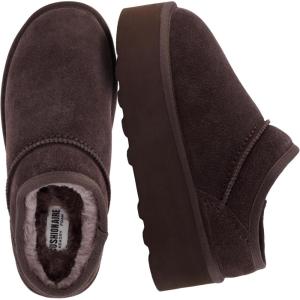 image:imageCUSHIONAIRE Huggy2 Platform Slippers for Women Cozy Genuine Suede SlipOn Ankle Boots for Indoor Outdoor Wear Womens SlippersChocolate