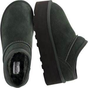 image:imageCUSHIONAIRE Huggy2 Platform Slippers for Women Cozy Genuine Suede SlipOn Ankle Boots for Indoor Outdoor Wear Womens SlippersForest Green