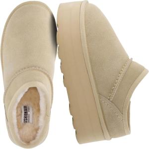 image:imageCUSHIONAIRE Huggy2 Platform Slippers for Women Cozy Genuine Suede SlipOn Ankle Boots for Indoor Outdoor Wear Womens SlippersSand