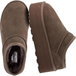 image:imageCUSHIONAIRE Huggy2 Platform Slippers for Women Cozy Genuine Suede SlipOn Ankle Boots for Indoor Outdoor Wear Womens SlippersTaupe