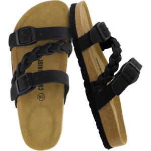 image:imageCUSHIONAIRE Lizzy Cork Footbed Womens Sandals  Comfortable Braided Summer Slip On Slide Sandals for WomenBlack