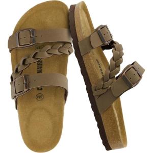 image:imageCUSHIONAIRE Lizzy Cork Footbed Womens Sandals  Comfortable Braided Summer Slip On Slide Sandals for WomenBrown