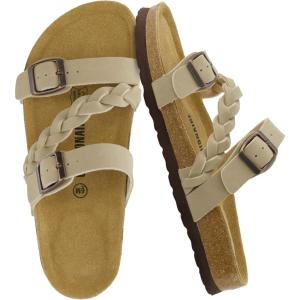 image:imageCUSHIONAIRE Lizzy Cork Footbed Womens Sandals  Comfortable Braided Summer Slip On Slide Sandals for WomenStone
