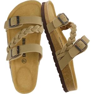 image:imageCUSHIONAIRE Lizzy Cork Footbed Womens Sandals  Comfortable Braided Summer Slip On Slide Sandals for WomenTaupe