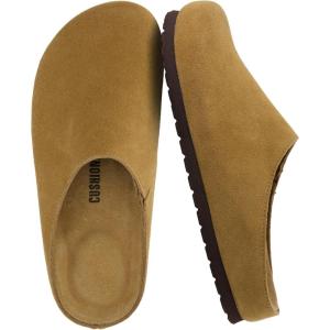 image:imageCUSHIONAIRE Lute Genuine Suede Leather Clogs for Women Indoor and Outdoor  Comfortable Slip On Womens Clogs with Cushioned FootbedChestnut