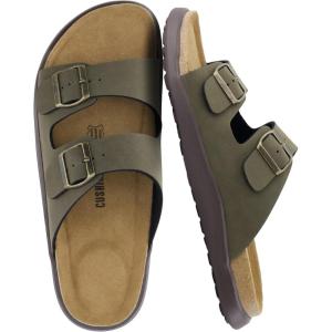 image:imageCUSHIONAIRE Mars Slide Sandals for Men Comfortable Adjustable Double Buckle Mens Sandals with Arch Support Footbed and EVA OutsoleGreen
