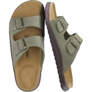 image:imageCUSHIONAIRE Mars Slide Sandals for Men Comfortable Adjustable Double Buckle Mens Sandals with Arch Support Footbed and EVA OutsoleGreen Texture