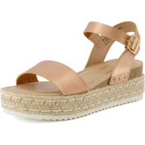 image:imageCUSHIONAIRE Melissa Espadrille Platform Sandals For Women with Adjustable Ankle Strap and Memory Foam InsoleComfortable Womens Sandals for SummerRose Gold