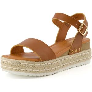 image:imageCUSHIONAIRE Melissa Espadrille Platform Sandals For Women with Adjustable Ankle Strap and Memory Foam InsoleComfortable Womens Sandals for SummerTan