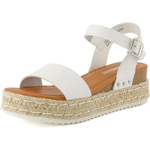image:imageCUSHIONAIRE Melissa Espadrille Platform Sandals For Women with Adjustable Ankle Strap and Memory Foam InsoleComfortable Womens Sandals for SummerWhite
