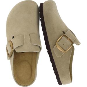 image:imageCUSHIONAIRE Rusty Genuine Leather Clogs for Women Comfortable Slip On Womens Shoes with Adjustable Buckle and Soft Memory FoamBeige