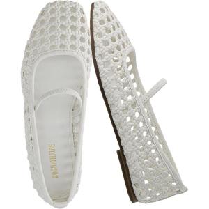 image:imageCUSHIONAIRE Weavy Squared Toe Woven Ballet Flats Shoes for Women with Memory Foam  Comfortable Mary Jane Flats for Women with Breathable Mesh Design  Wide Widths AvailableWhite