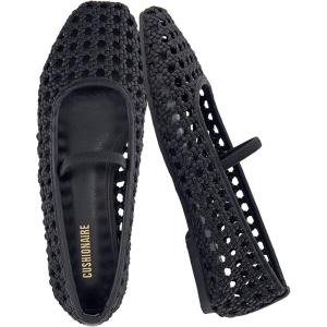 image:imageCUSHIONAIRE Weavy Squared Toe Woven Ballet Flats Shoes for Women with Memory Foam  Comfortable Mary Jane Flats for Women with Breathable Mesh Design  Wide Widths AvailableBlack Woven