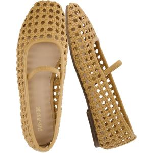 image:imageCUSHIONAIRE Weavy Squared Toe Woven Ballet Flats Shoes for Women with Memory Foam  Comfortable Mary Jane Flats for Women with Breathable Mesh Design  Wide Widths AvailableBeige Woven