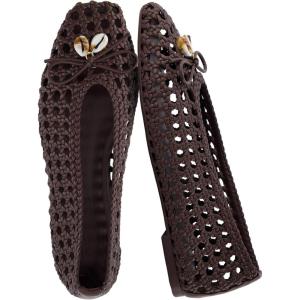image:imageCUSHIONAIRE Witty Hand Woven Ballet Flats for Women Comfortable Pointed Toe Flat Shoes with Bow Detail and Memory FoamBrown