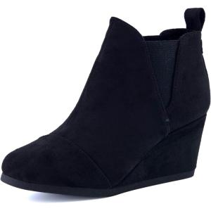 image:imageDunes Womens Zoey Wedge Bootie Soft Vegan Suede Easy SlipOn Design Memory Foam Wide Widths AvailableBlack