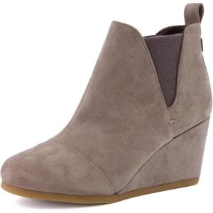 image:imageDunes Womens Zoey Wedge Bootie Soft Vegan Suede Easy SlipOn Design Memory Foam Wide Widths AvailableTaupe