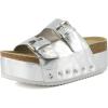 image:imageCUSHIONAIRE Guru Platform Sandals Women Footwear  Comfortable Genuine Leather Footbed Studded Chunky Slide Summer Sandals for WomenSilver