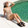 image:imageCUSHIONAIRE Guru Platform Sandals Women Footwear  Comfortable Genuine Leather Footbed Studded Chunky Slide Summer Sandals for WomenSuede Black