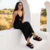 image:imageCUSHIONAIRE Guru Platform Sandals Women Footwear  Comfortable Genuine Leather Footbed Studded Chunky Slide Summer Sandals for WomenSuede Black