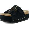 image:imageCUSHIONAIRE Guru Platform Sandals Women Footwear  Comfortable Genuine Leather Footbed Studded Chunky Slide Summer Sandals for WomenSuede Black