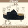 image:imageCUSHIONAIRE Guru Platform Sandals Women Footwear  Comfortable Genuine Leather Footbed Studded Chunky Slide Summer Sandals for WomenSuede Black